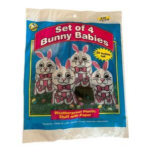 Vintage 1997 Sun Hill Pack Of 4 Easter Bunny Babies Plastic Lawn Decorations New